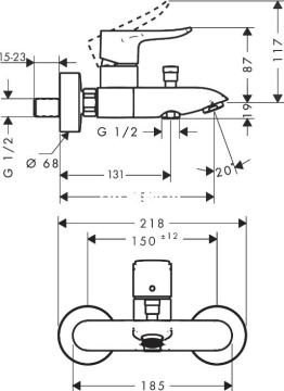 Hansgrohe Metris Banyo Bataryası 31480000