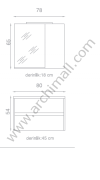 Orka Düden 80 cm Üst Modül Apliksiz