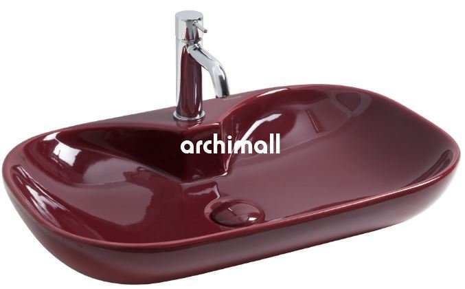 Alya 65 BD Tezgahüstü Lavabo (Batarya Delikli) 65x40cm Bordo