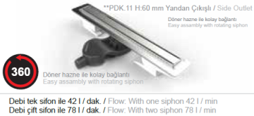 Proline Nova 30 cm Satinox Duş Kanalı Yandan Çıkışlı