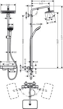 Hansgrohe Croma E 280 Termostatik Duş kolonu 27630000