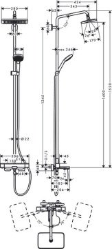 Hansgrohe Croma E 280 Termostatik Duş Kolonu 27687000