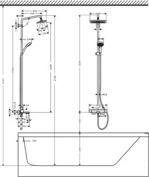 Hansgrohe Croma E 280 Termostatik Duş Kolonu 27687000
