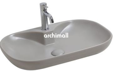 Alya 65 BD Tezgahüstü Lavabo (Batarya Delikli) 65x40cm Mat Gri