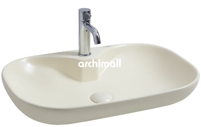 Alya 65 BD Tezgahüstü Lavabo (Batarya Delikli) 65x40cm Mat Vanilya