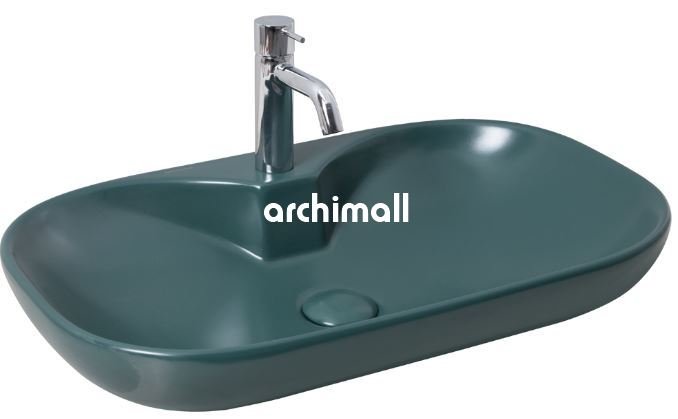 Alya 65 BD Tezgahüstü Lavabo (Batarya Delikli) 65x40cm Mat Zümrüt