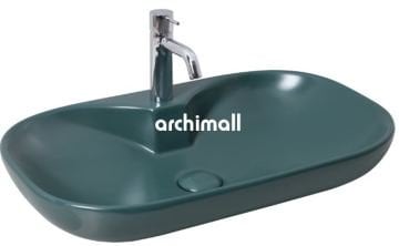 Alya 65 BD Tezgahüstü Lavabo (Batarya Delikli) 65x40cm Mat Zümrüt
