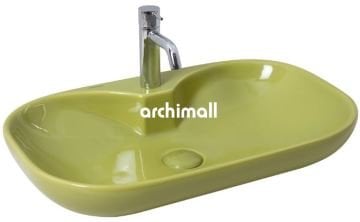 Alya 65 BD Tezgahüstü Lavabo (Batarya Delikli) 65x40cm Yosun Yeşili