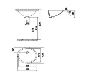 Creavit TP214 37X47 cm Tezgahaltı Lavabo