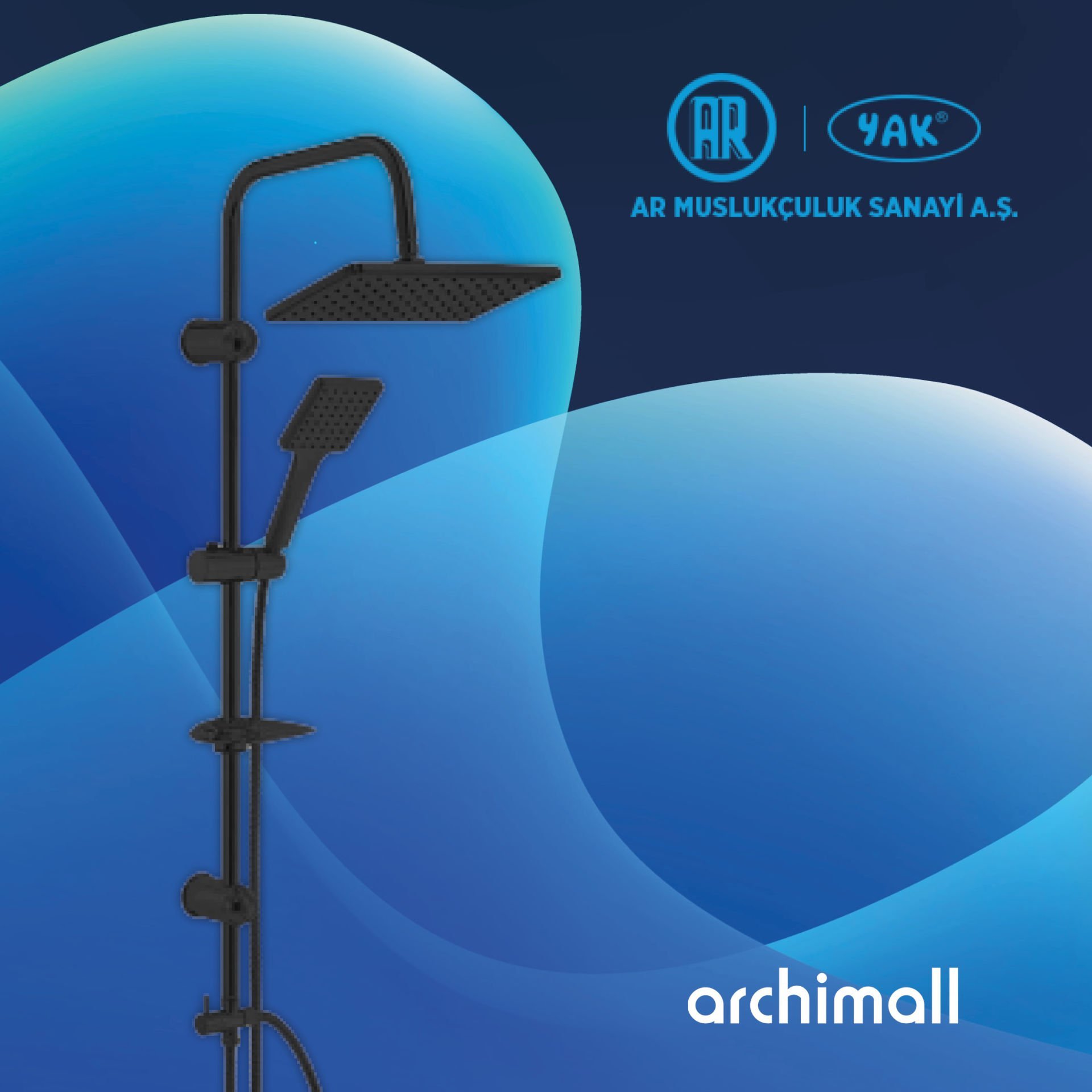 Ar Musluk Lucia Mat Siyah Duş Kolonu