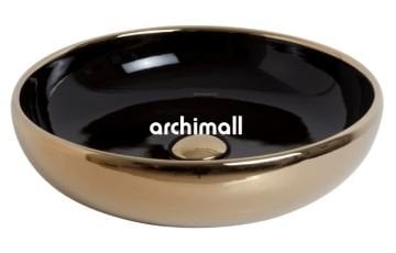 Nunki 44cm Tezgah Üstü Lavabo Altın Siyah