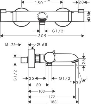 Hansgrohe Ecostat Termostatik Banyo Bataryası 13114000