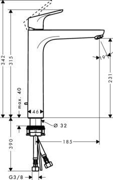 Hansgrohe Focus 230 Yüksek Lavabo Bataryası 31531000