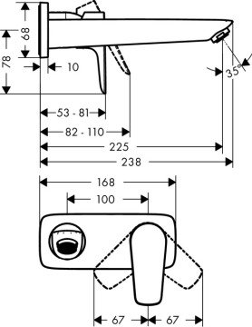 Hansgrohe Talis E Ankastre Duvara Monte Lavabo Bataryası 71734000