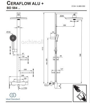 İdeal Standard Ceraflow Alu+ Duş sistemi ROSE