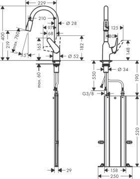 Hansgrohe Focus Spiralli Eviye Bataryası 71820000