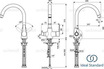 İdeal Standard Calista Arıtma Uyumlu Evye Bataryası