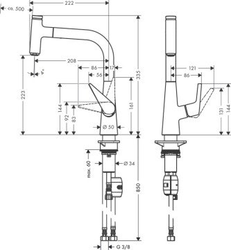 Hansgrohe Talis Select M51 Spralli Eviye Bataryası 1 Jet 72822000