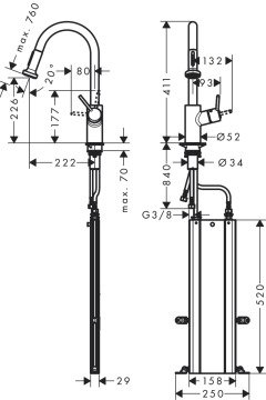 Hansgrohe Talis Spiralli Eviye Bataryası (Pencere Önü Montaj) 73863000