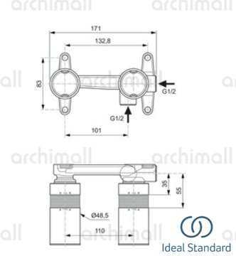İdeal Standard Conca Ankastre Lavabo Bataryası Krom
