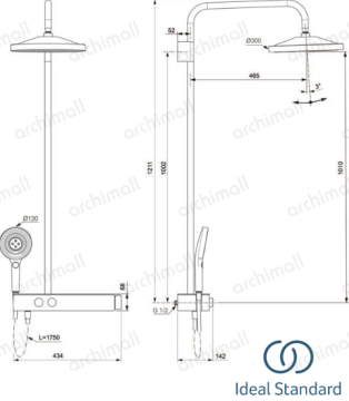 İdeal Standard Ceratherm Alu+ Termostatik Duş Sistemi Krom