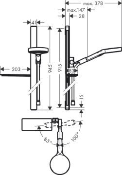 Hansgrohe Rainfinity Duş Seti 130 3 Jet 90 cm Duş Tiji ve Sabunluk İle 27671000