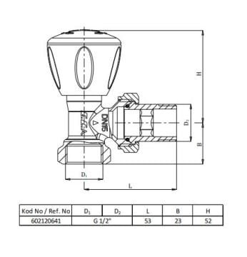 Eca 1/2'' RV3 Köşe Radyatör Vanası