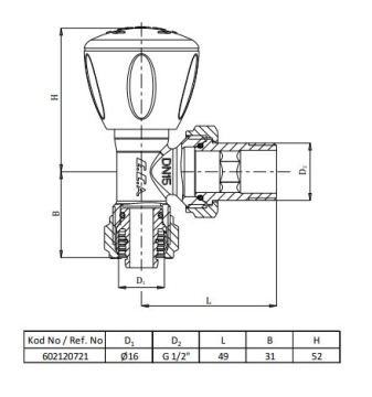 Eca 1/2'' RV3 Pex Köşe Radyatör Vanası