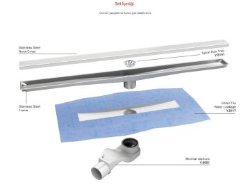 Evimetal Zetline 60 cm Ayna Bronz Duş Kanalı Yandan Çıkışlı