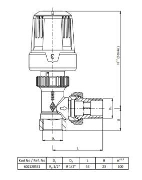 Eca 1/2'' TRV3 Termostatik Köşe Radyatör Vanası