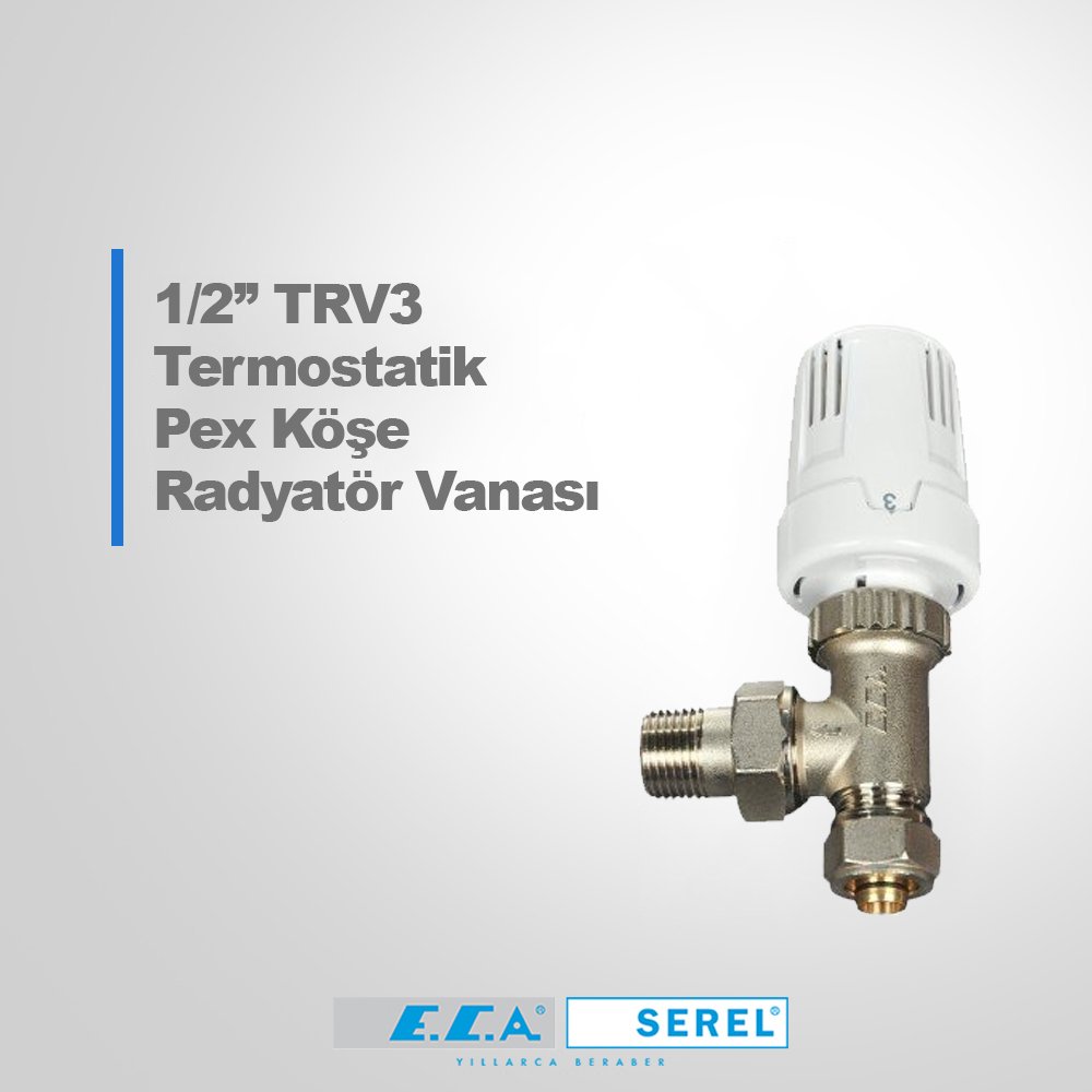 Eca 1/2'' TRV3 Termostatik Pex Köşe Radyatör Vanası
