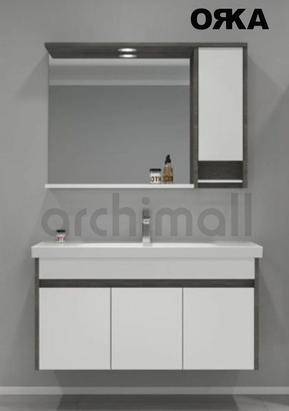 Orka Aydos 100 cm Asma Banyo Dolabı Retro Gümüş