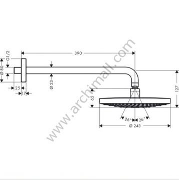 Hansgrohe Raindance Select S 240 2 Jet Tepe Duşu Duş Dirsekli 26466000
