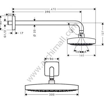 Hansgrohe Raindance Select E 300 2 Jet Tepe Duşu Duvardan 390 mm 27385000