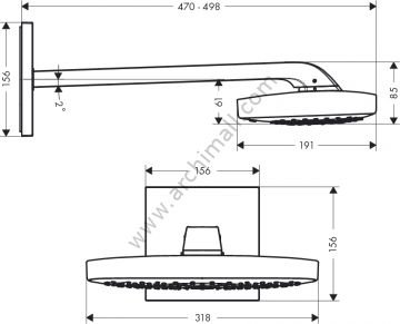 Hansgrohe Raindance Select E300 Tepe Duşu Tavandan 27384000