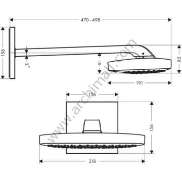 Hansgrohe Raindance Select E300 Tepe Duşu Duş Dirseği İle 26468000