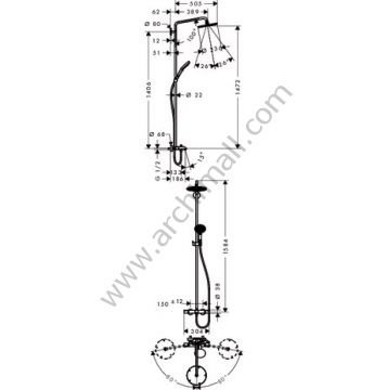 Hansgrohe Raindance Select S 240 Küvet İçin Duş Kolonu 27117000