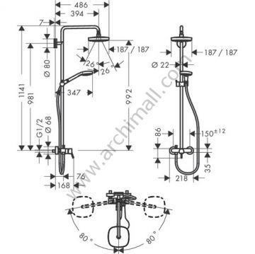 Hansgrohe Croma Select E 180 2 Jet Duş Kolonu 27258400