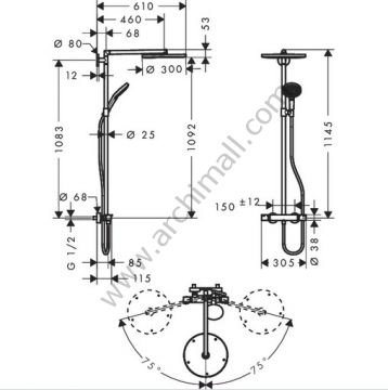 Hansgrohe Raindance Select 300 Duş kolonu 27114000