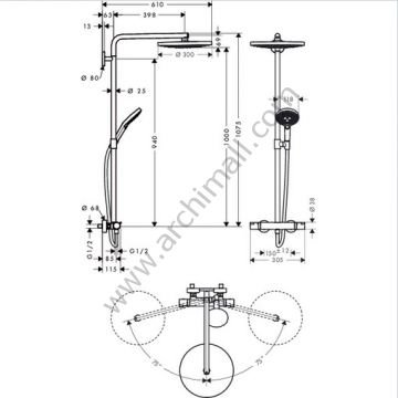 Hansgrohe Raindance Select S 300 2 Jet Duş Kolonu 27133000