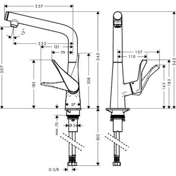 Hansgrohe Metris Select Evye Bataryası 14883000