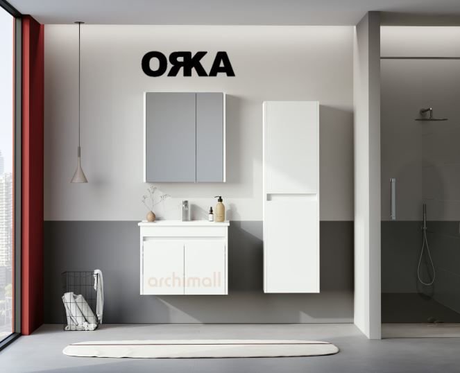 Orka Arno 65 cm Kapaklı Asma Banyo Dolabı