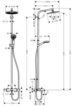 Hansgrohe Crometta S 240 Termostatik Oval Duş Kolonu 27320000