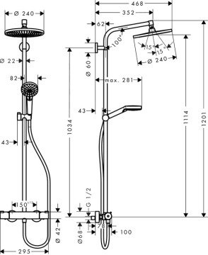 Hansgrohe Crometta S 240 Termostatik Oval Duş Kolonu 27268000