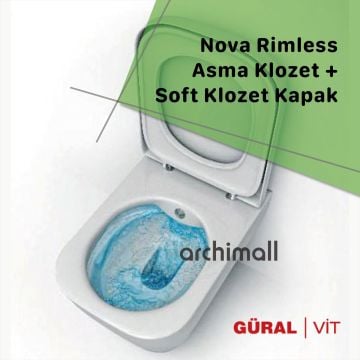 Güral Nova Rimless Kanalsız Asma Klozet + Soft Klozet Kapak