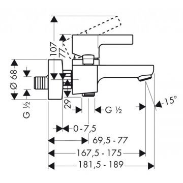 Hansgrohe Metris S Banyo Bataryası 31460000