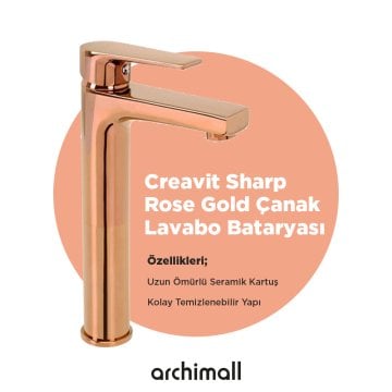 Creavit Sharp Rose Gold Çanak Lavabo Bataryası SR6500C