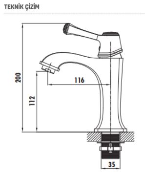 Creavit Elegant Siyah Altın Lavabo Bataryası EG1500-S