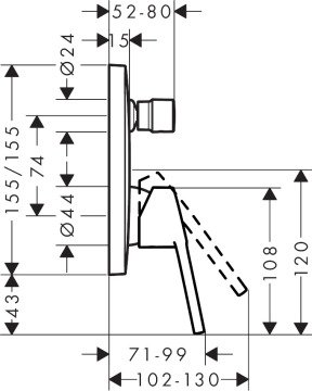 Hansgrohe Logis Loop Ankastre Banyo Bataryası 71264000
