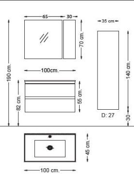 Badella Bergama 100 V5 Banyo Dolabı